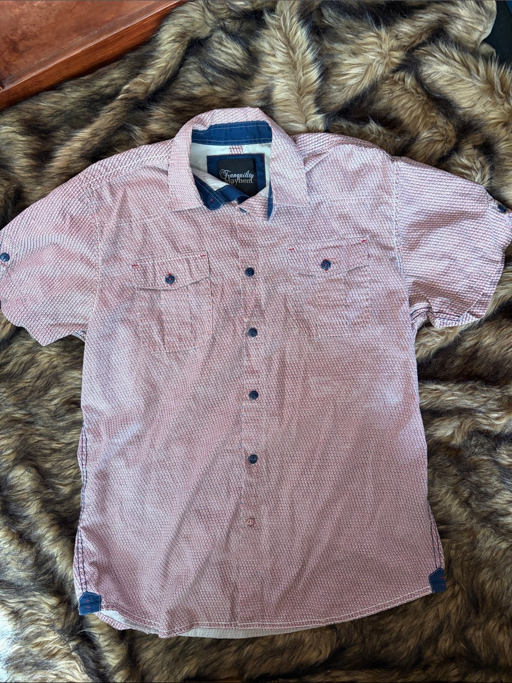tranquility mayhem Button-up Short-sleeve shirt Navy & Red geometric size M